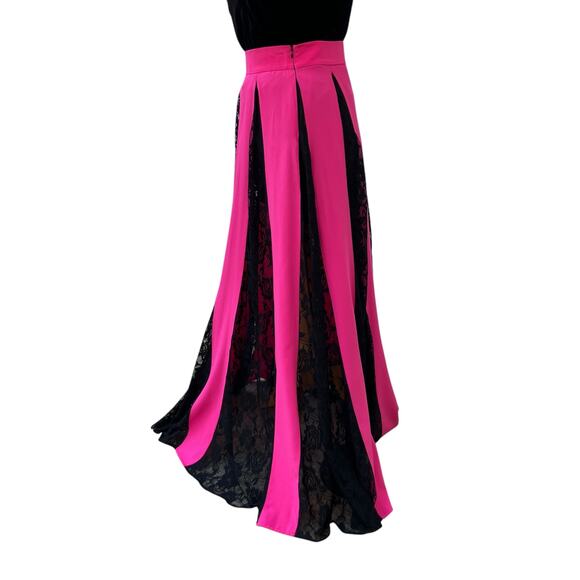 Lace Pink Black Maxi Skirt Sm Striped Paneled Fairy Grunge Witchy Whimsigoth Y2K - Picture 3 of 12